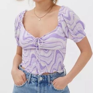Urban Outfitters Surf Club Smocked Top